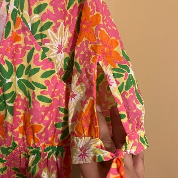 Lilly Pulitzer Floral Print Babydoll Short Sleeve Top - size 8 - Picture 7 of 8
